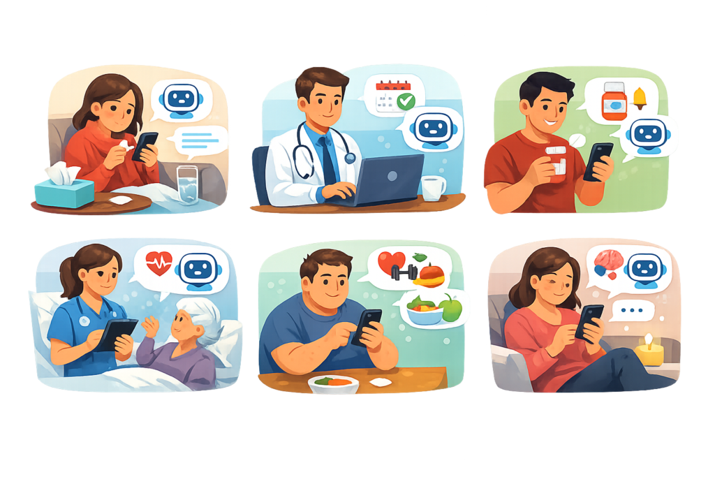 Use Cases of Healthcare Chatbots in Real-World Applications